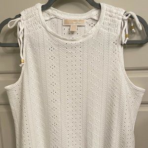 Michael Kors - Small S - White Sleeveless Peplum Blouse with Hole Detail